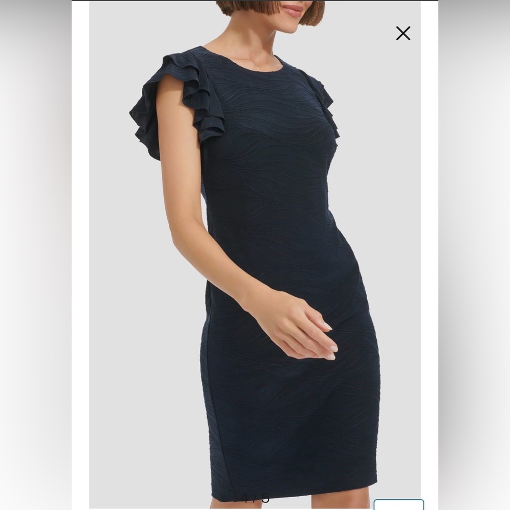 Tommy Hilfiger Flutter Sleeve Textured Jersey Minidress - Picture 4 of 9